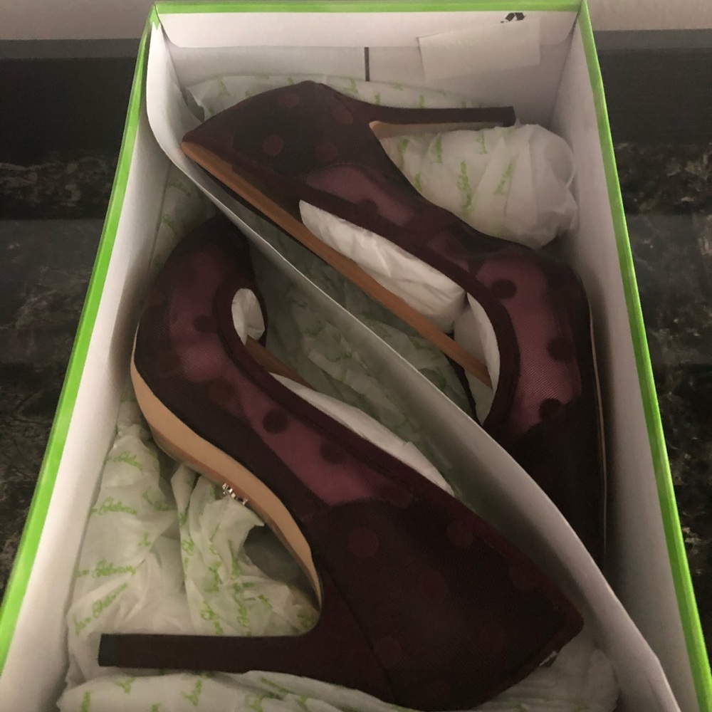 Sam Edelman Hazel Dotted Mesh Pointy Toe Pump Heel